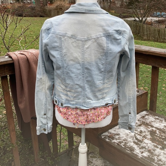 Jou Jou Stripped Zip Pocket Denim Jacket Size S - Picture 6 of 16